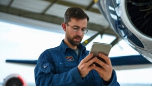 aircraft technician on mobile device-1